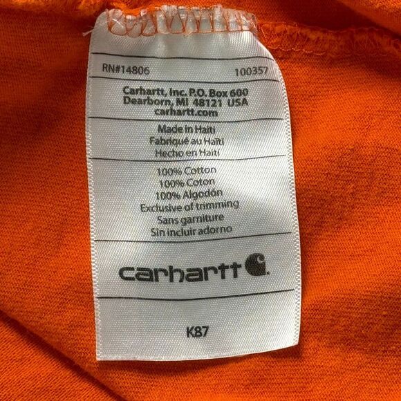 Carhartt One Pocket Orange T-shirt Men's Size Large Original Fit Work Safety - Picture 9 of 9